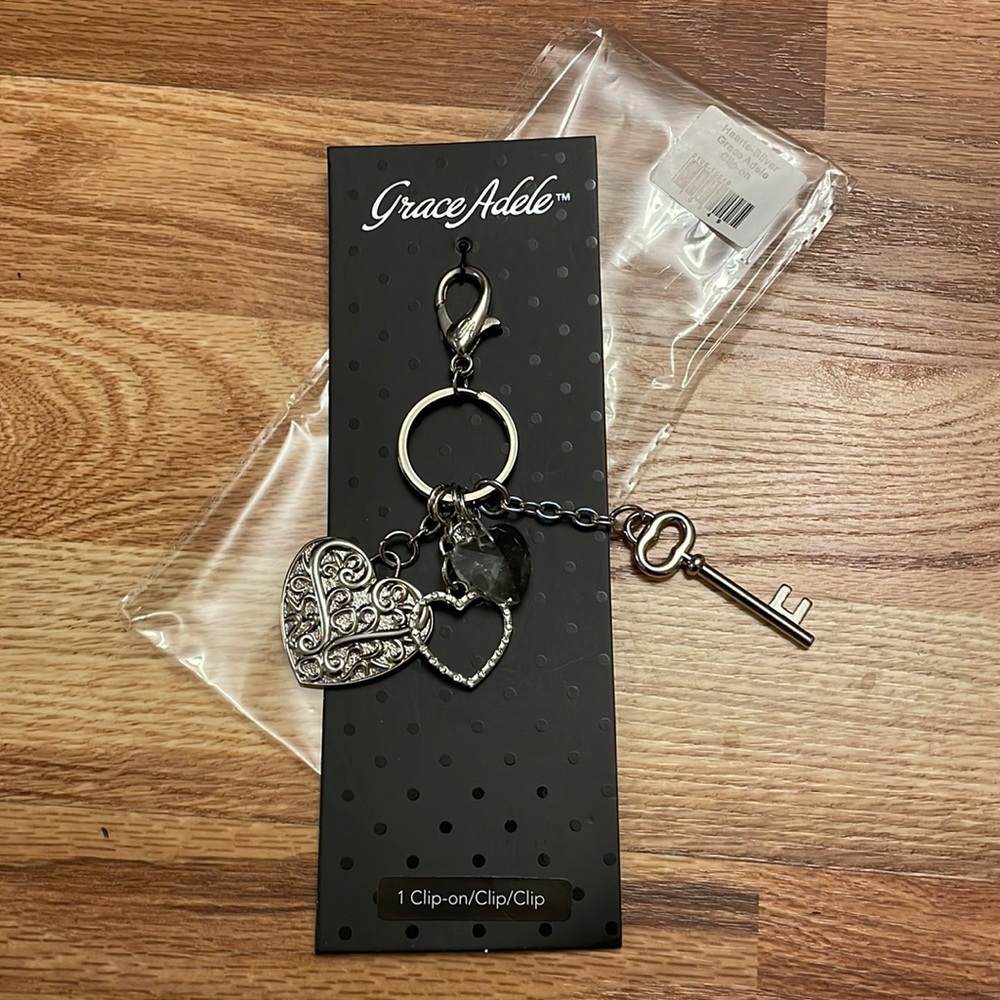 NIP Grace Adele Hearts Purse Charm in Silver